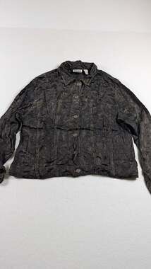 Chicos Design Vintage 90s Black Burnout Floral Pattern Shirt Jacket Whimsygoth S
